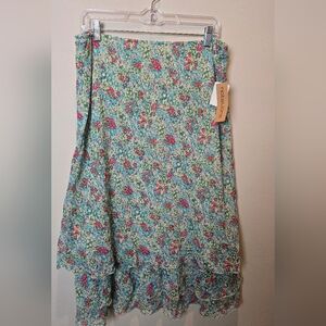 Notifications Floral Print Skirt - Ditsy Blue and Pink NWT